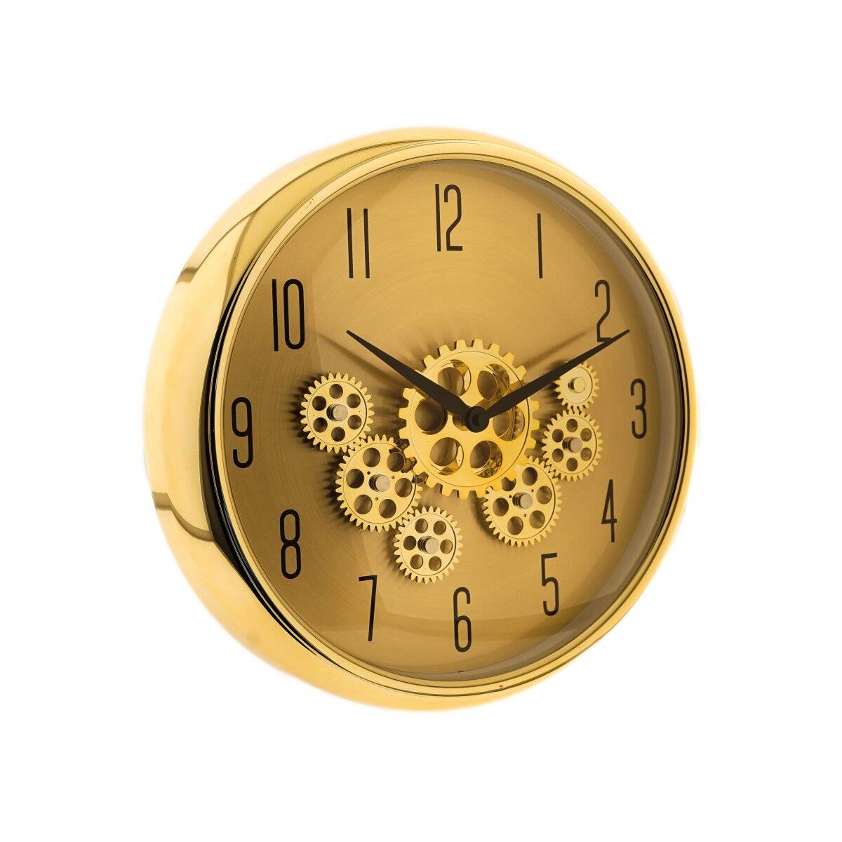 Wanduhr mit Zahnrädern - ø35 x 9 cm, Analog im Industrial-Look Gold
