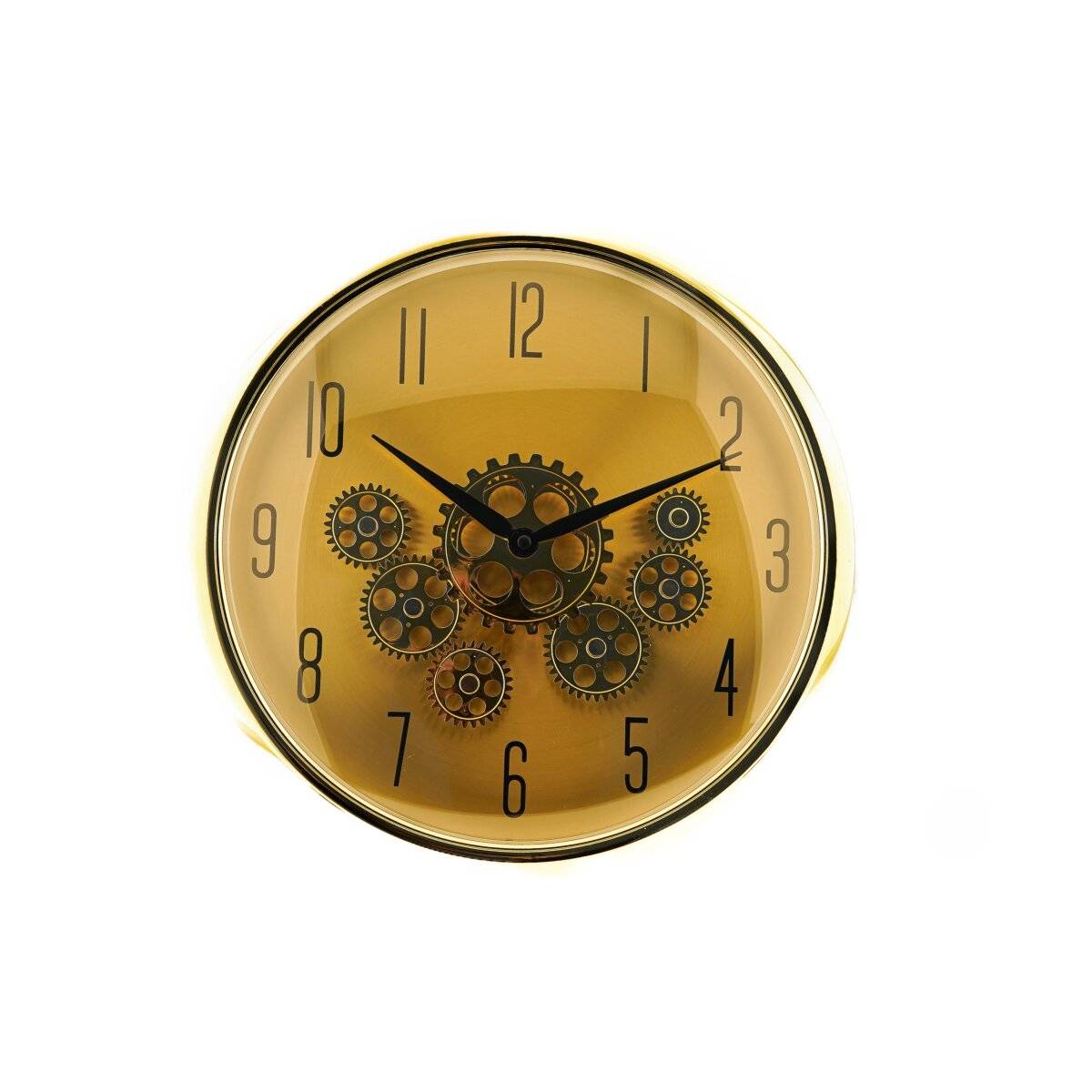 Wanduhr mit Zahnrädern - ø35 x 9 cm, Analog im Industrial-Look Gold