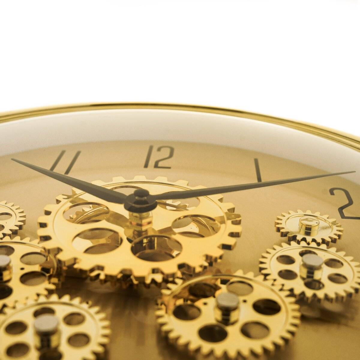 Wanduhr mit Zahnrädern - ø35 x 9 cm, Analog im Industrial-Look Gold