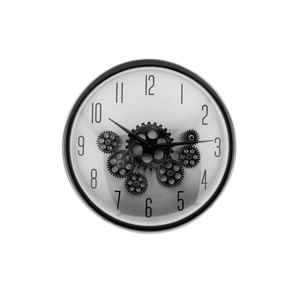 Wanduhr mit Zahnrädern - ø35 x 9 cm, Analog im Industrial-Look Schwarz