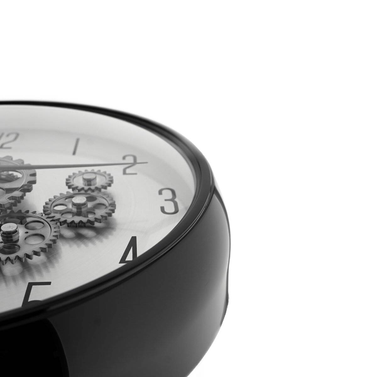 Wanduhr mit Zahnrädern - ø35 x 9 cm, Analog im Industrial-Look Schwarz