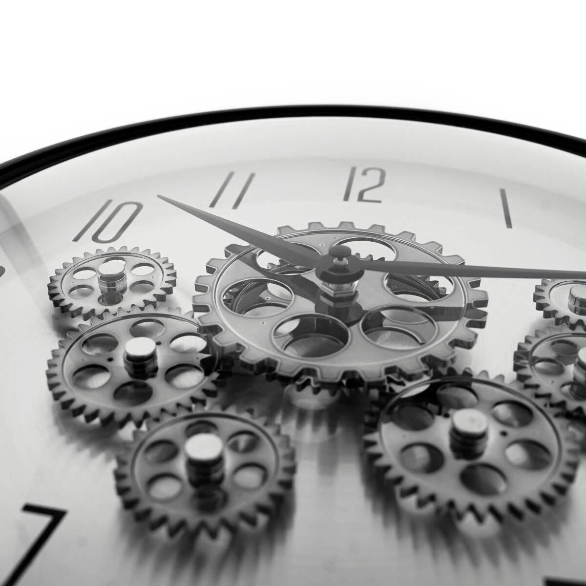 Wanduhr mit Zahnrädern - ø35 x 9 cm, Analog im Industrial-Look Schwarz