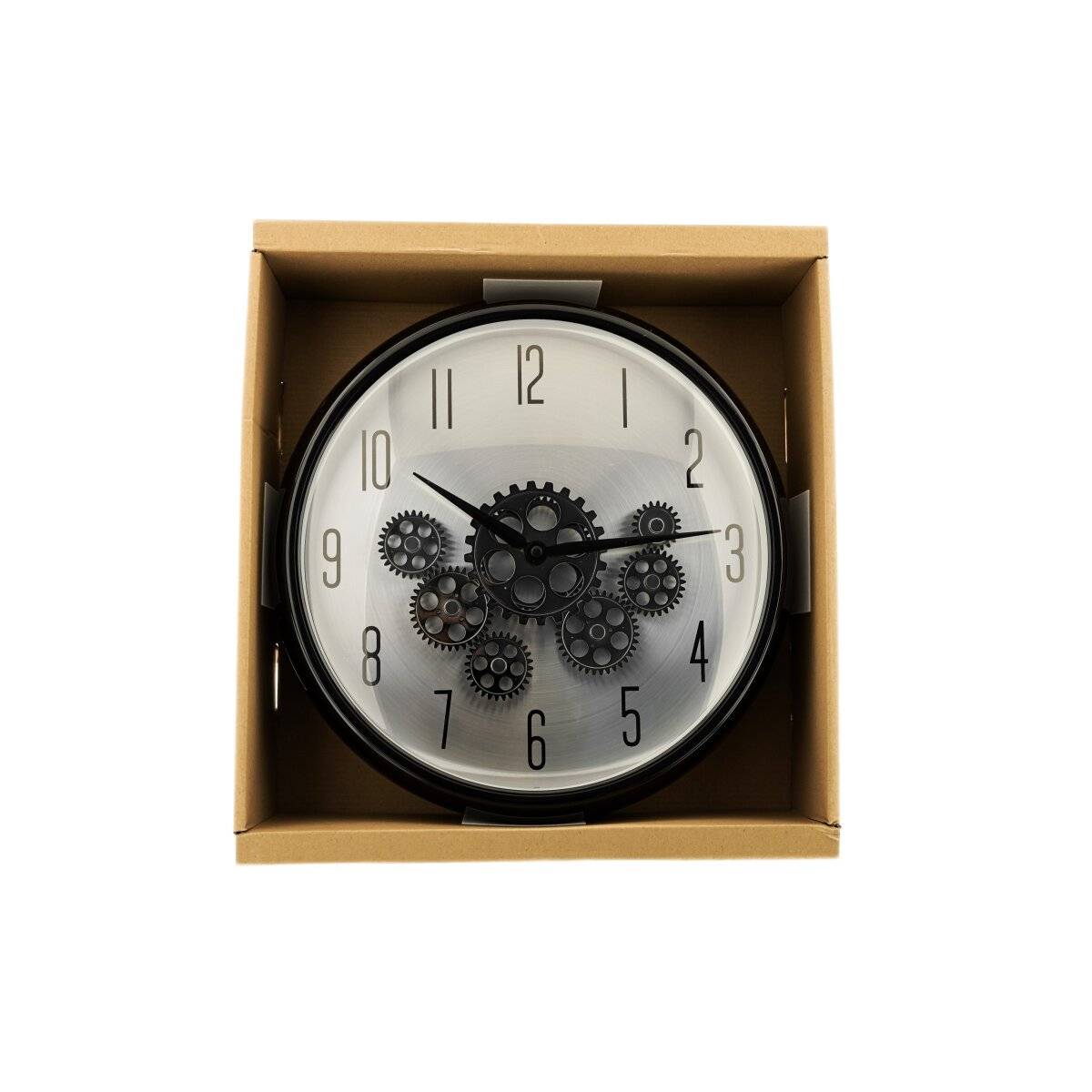 Wanduhr mit Zahnrädern - ø35 x 9 cm, Analog im Industrial-Look Schwarz