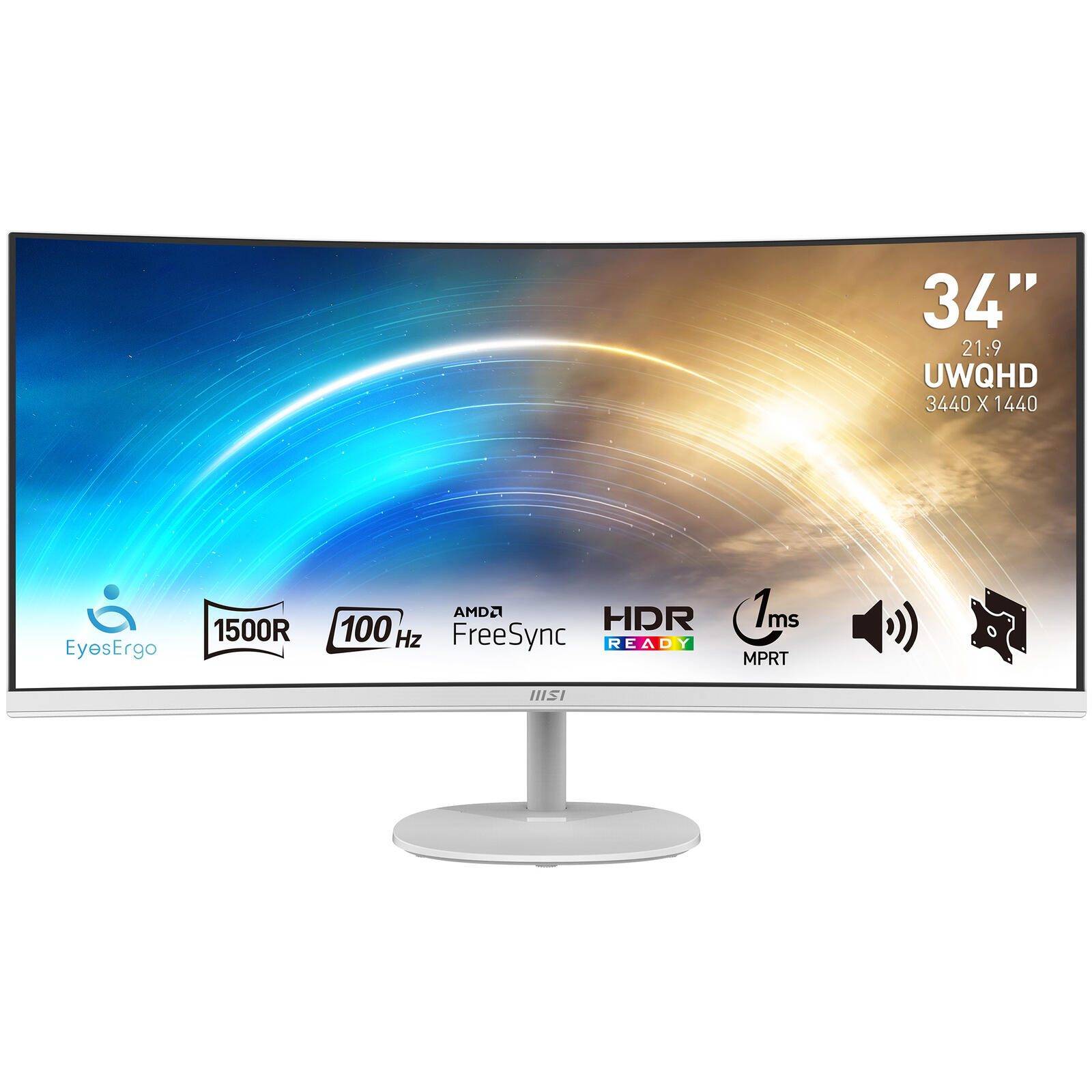 MSI PRO MP341CQWDE Curved Monitor 86,4 cm (34"") Weiß 9S6-3PB2CT-038