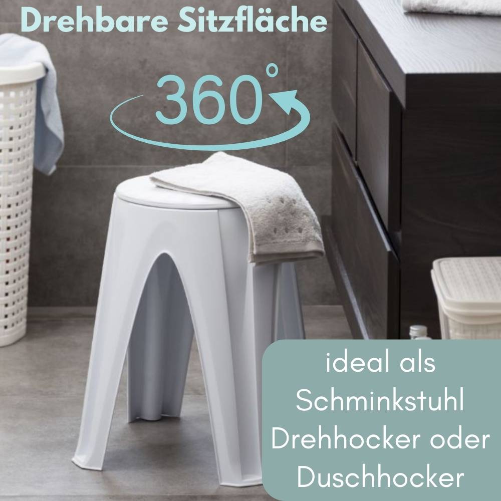 2er Set Hocker Schminktisch Duschhocker Sitzhocker mit drehbarer Sitzfläche Schminkstuhl Drehhocker Schminkhocker Sitzhocker rund für Kosmetik Bad