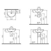 Vitra Waschtisch Integra 495 x 430 mm rund Hahnloch Überlauf Weiß Hochglanz