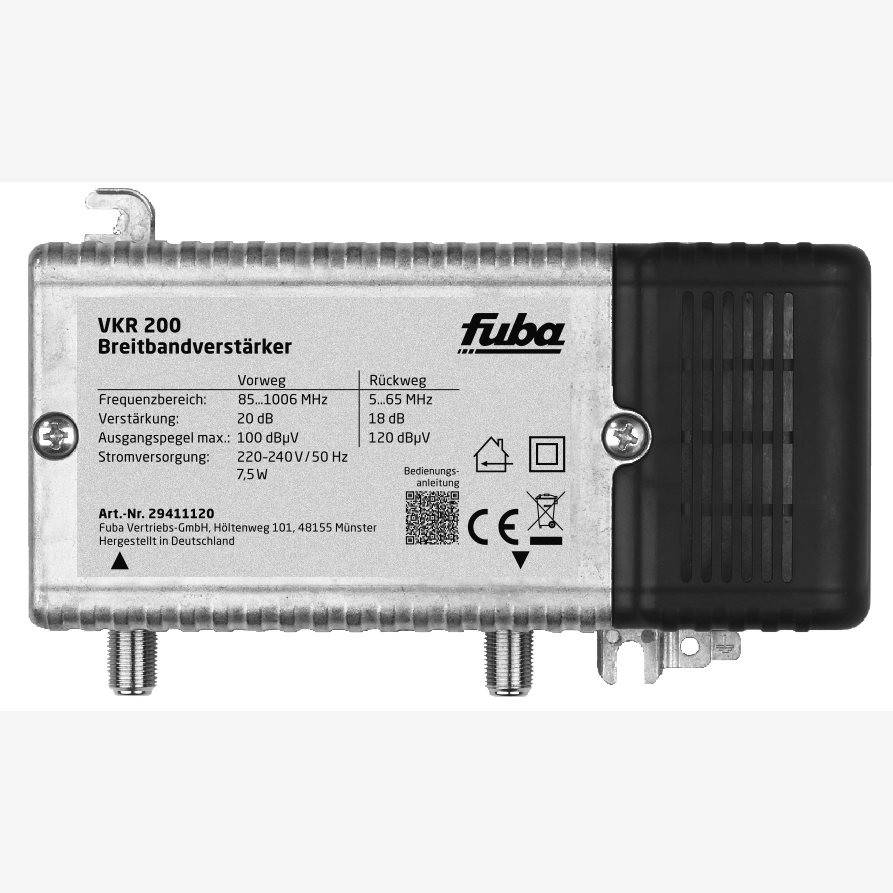 Fuba VKR 200 – Bidirektionaler Breitbandverstärker für Hausverteilanlagen - BK-Verstärker 20dB mit Pegelsteller