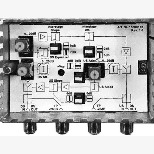 Fuba VKR 400 – Bidirektionaler Breitbandverstärker für Hausverteilanlagen - BK-Verstärker 39dB mit Pegelsteller