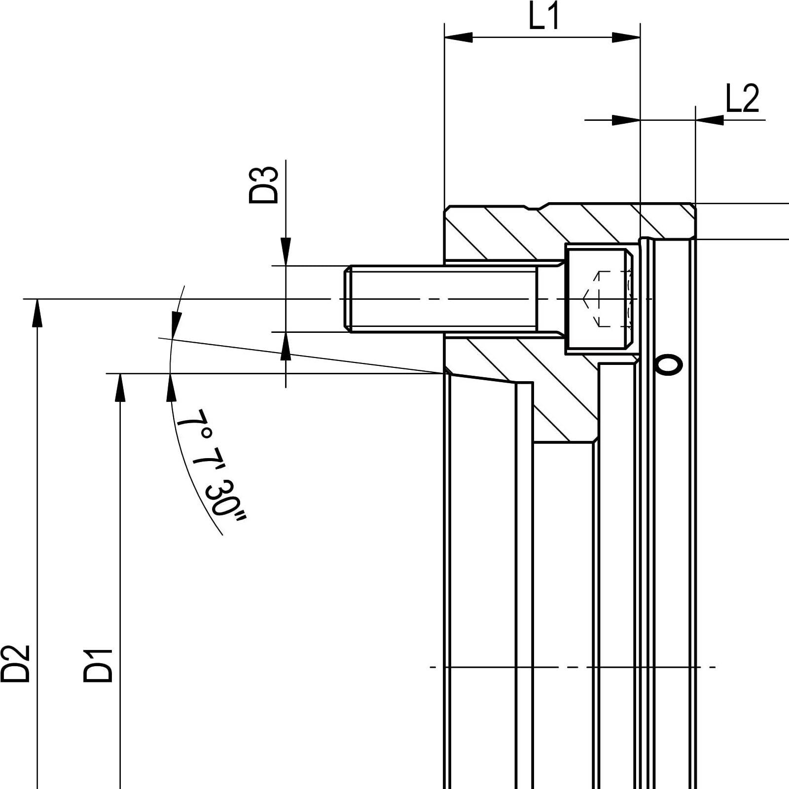 Röhm Zwischenflansch ISO 702-1 (DIN 55028), Größe 52/65-A8, mit Einstellschraube - 1283200