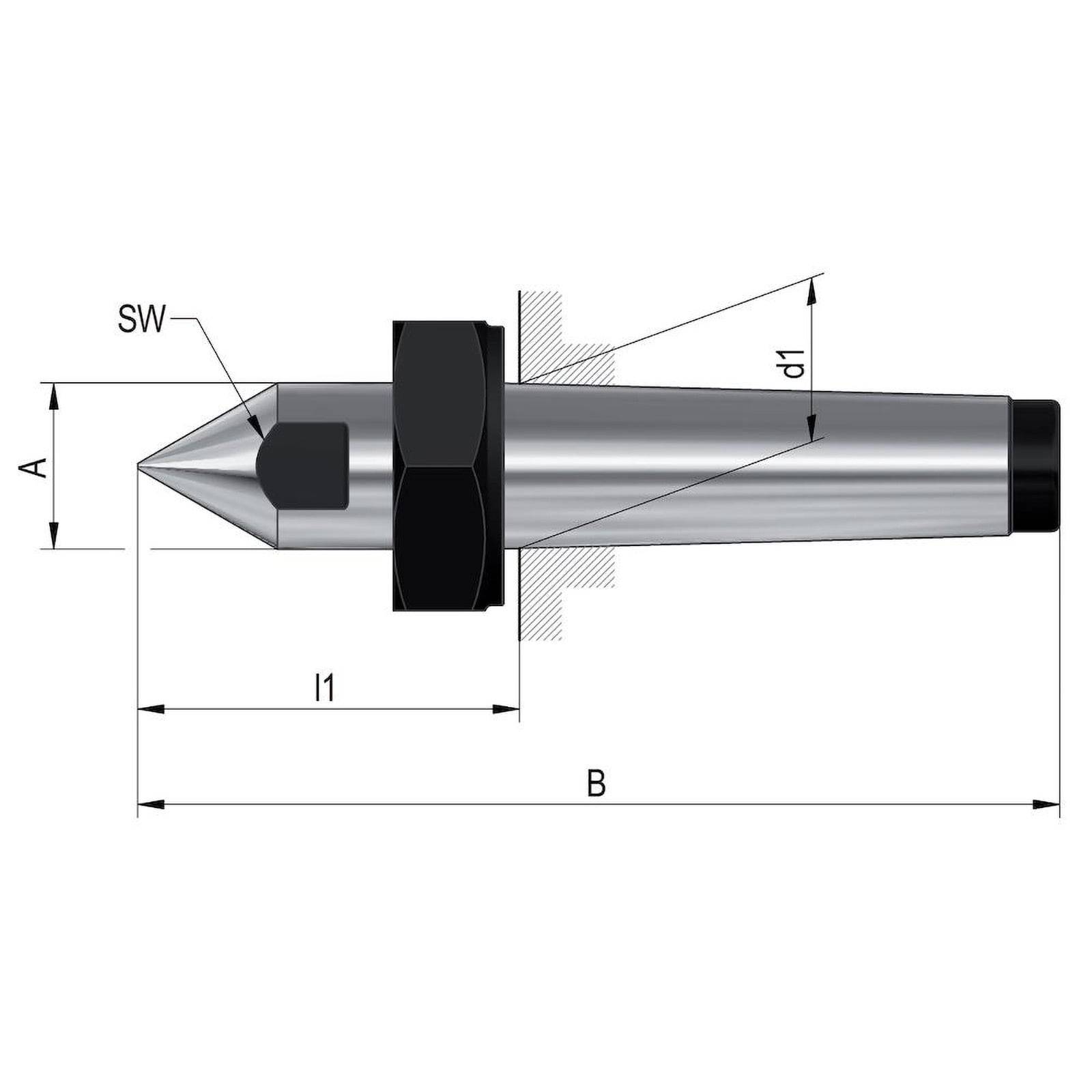 Eine Metallkurbel mit zylindrischem Griff und sechskantigem Stecknuss-Ende.