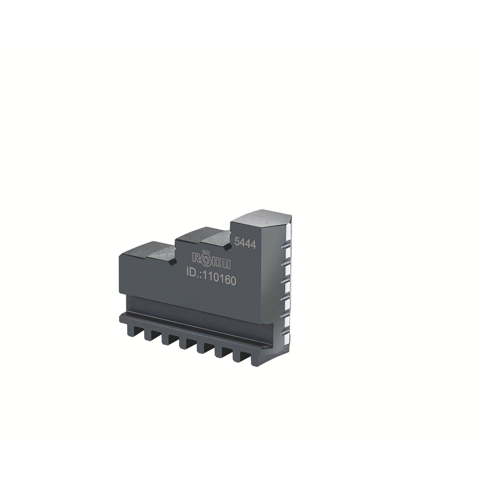 Eine kleine, schwarze elektronische Komponente mit mehreren metallischen Stiften und gedrucktem Text '5444 ID: 110160' auf der Oberfläche.