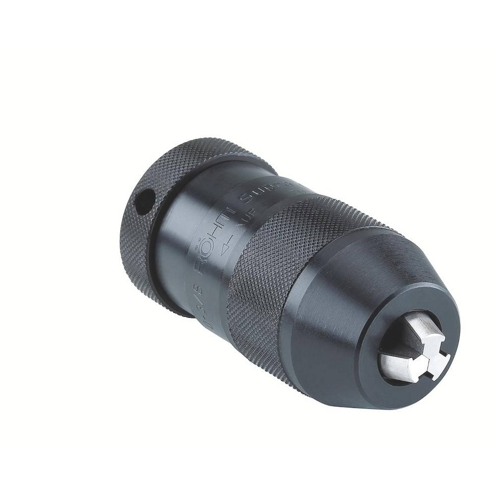 Ein Metallbohrfutter mit strukturierter Grifffläche und verstellbaren Backen, entwickelt zum Halten von Bohrern in Elektrobohrmaschinen.