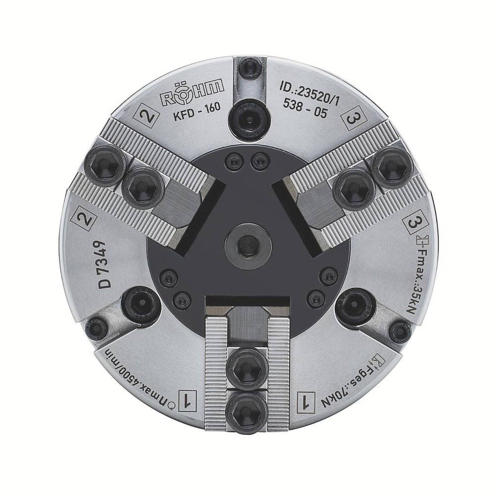 Röhm Kraftspannfutter KFD 315, 3-Backen, Standardausführung, Zylindrische Zentrieraufnahme - 040653
