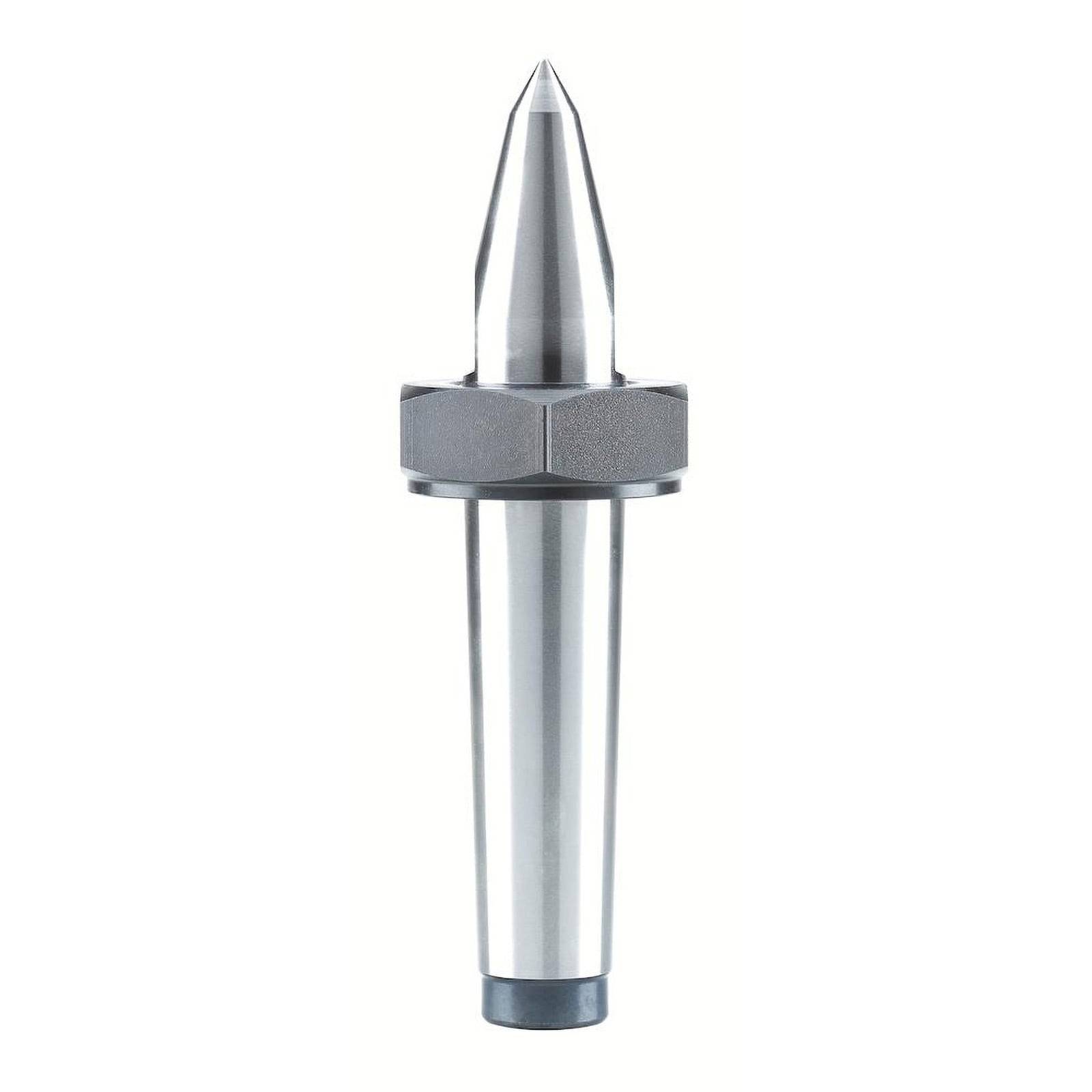 Ein glänzendes Metallpräzisionswerkzeug mit spitzer Spitze und sechseckiger Basis, wahrscheinlich für Bearbeitungs- oder Ingenieuranwendungen verwendet.