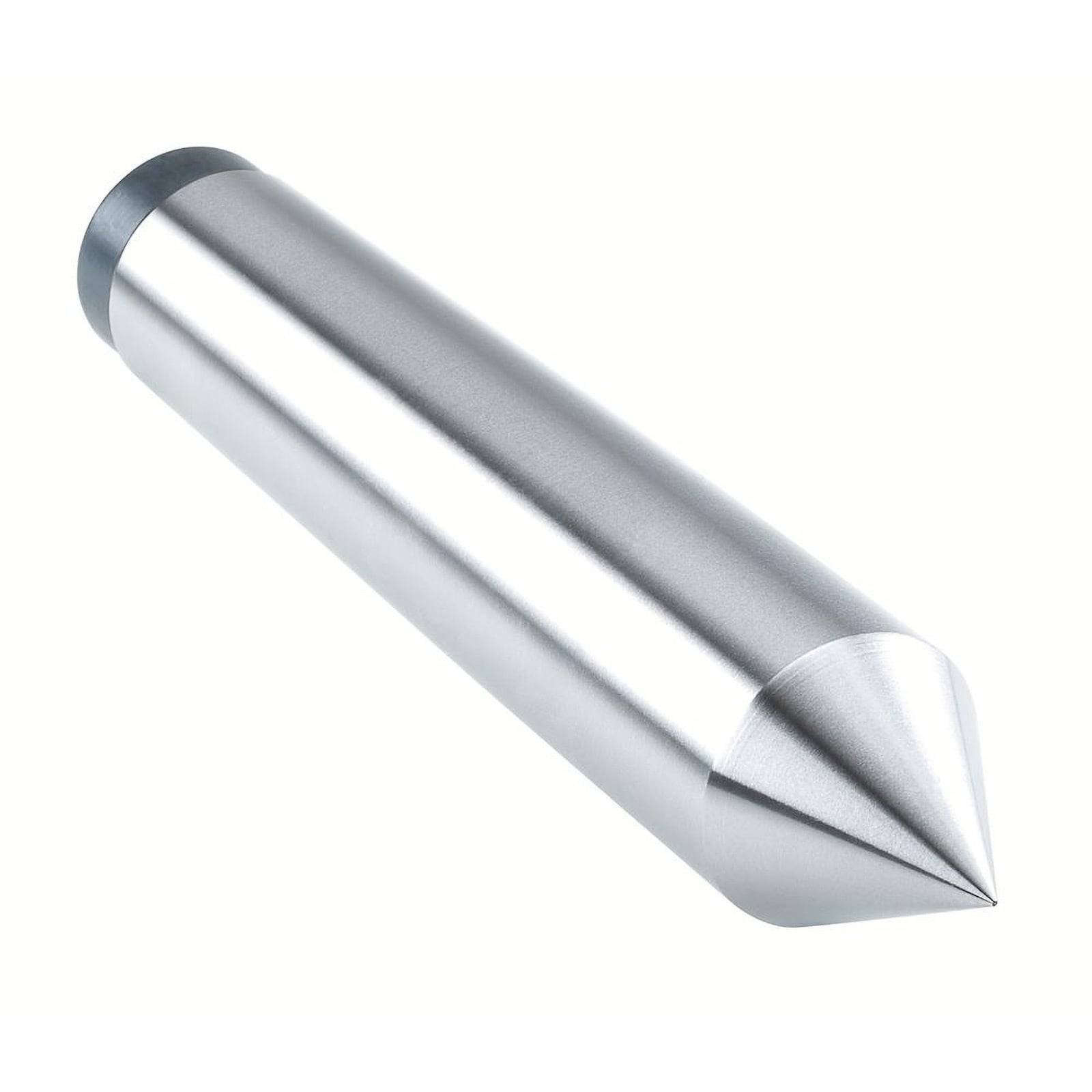 Eine Metallspitze für Drehmaschinen mit konischem Punkt und zylindrischem Körper.