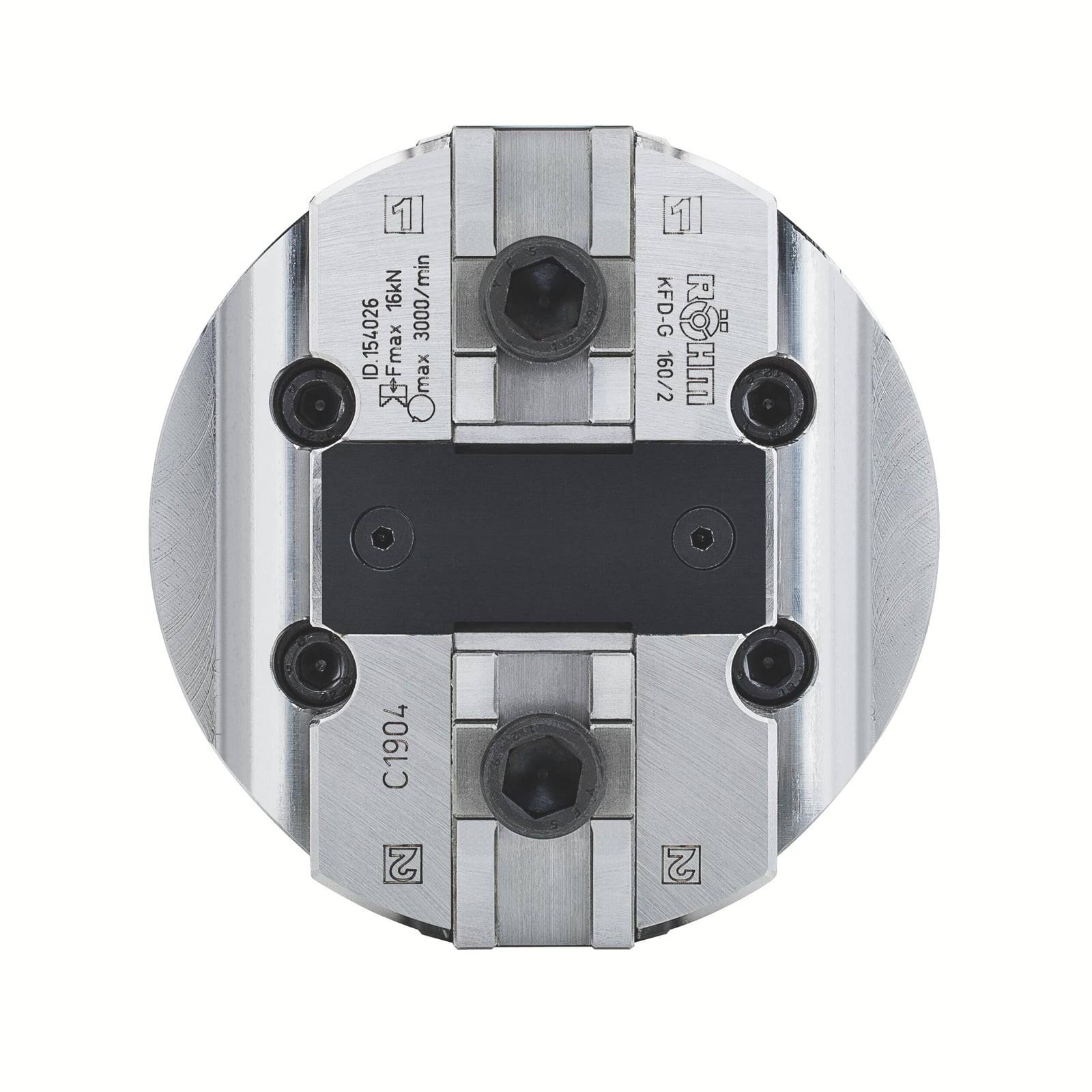 Röhm Kraftspannfutter KFD-G 125, 2-Backen, großer Backenhub, Zylindrische Zentrieraufnahme - 154025