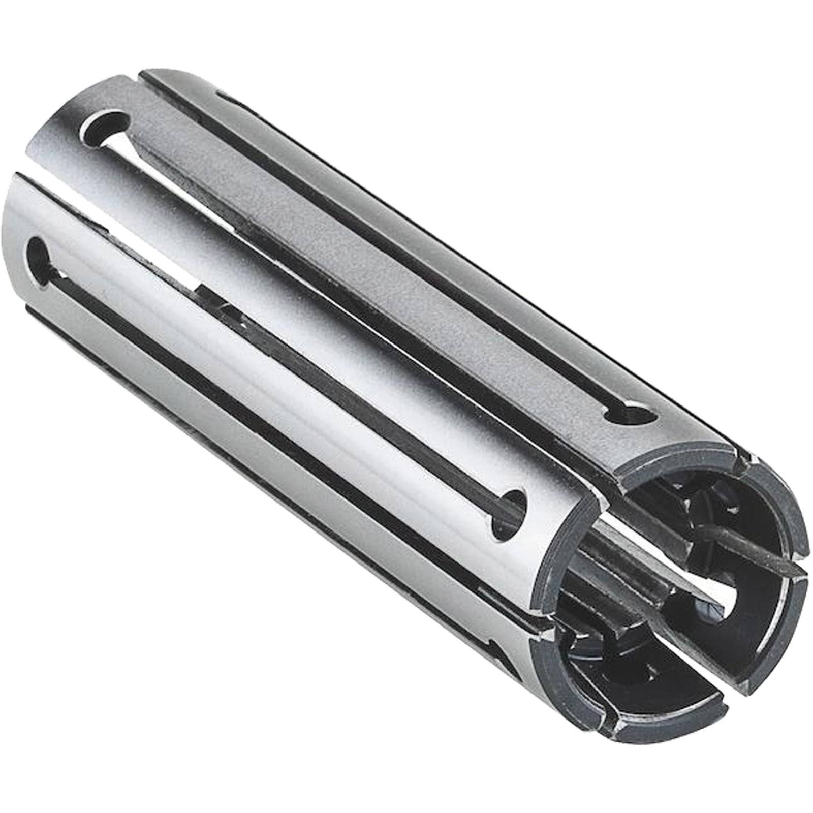 Eine Metallkupplung mit geschlitzten Seiten und zylindrischer Form, die für mechanische Verbindungen oder Wellenausrichtungen konstruiert ist.