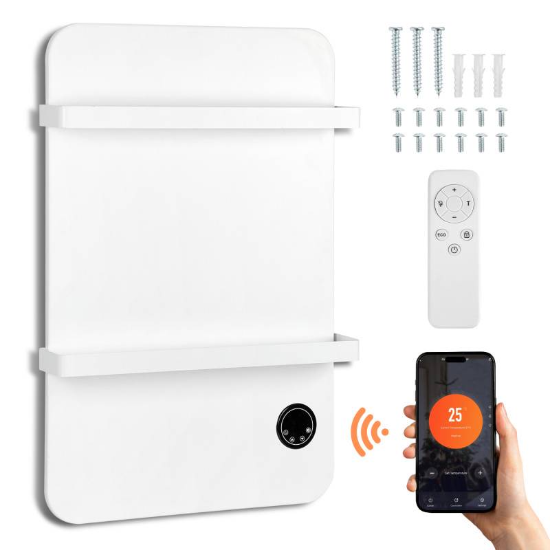 Handtuchtrockner Infrarotheizung 600W - Fernbedienung WiFi Smart App fähig, inkl. für Schlafzimmer, Wohnzimmer, Badezimmer usw.
