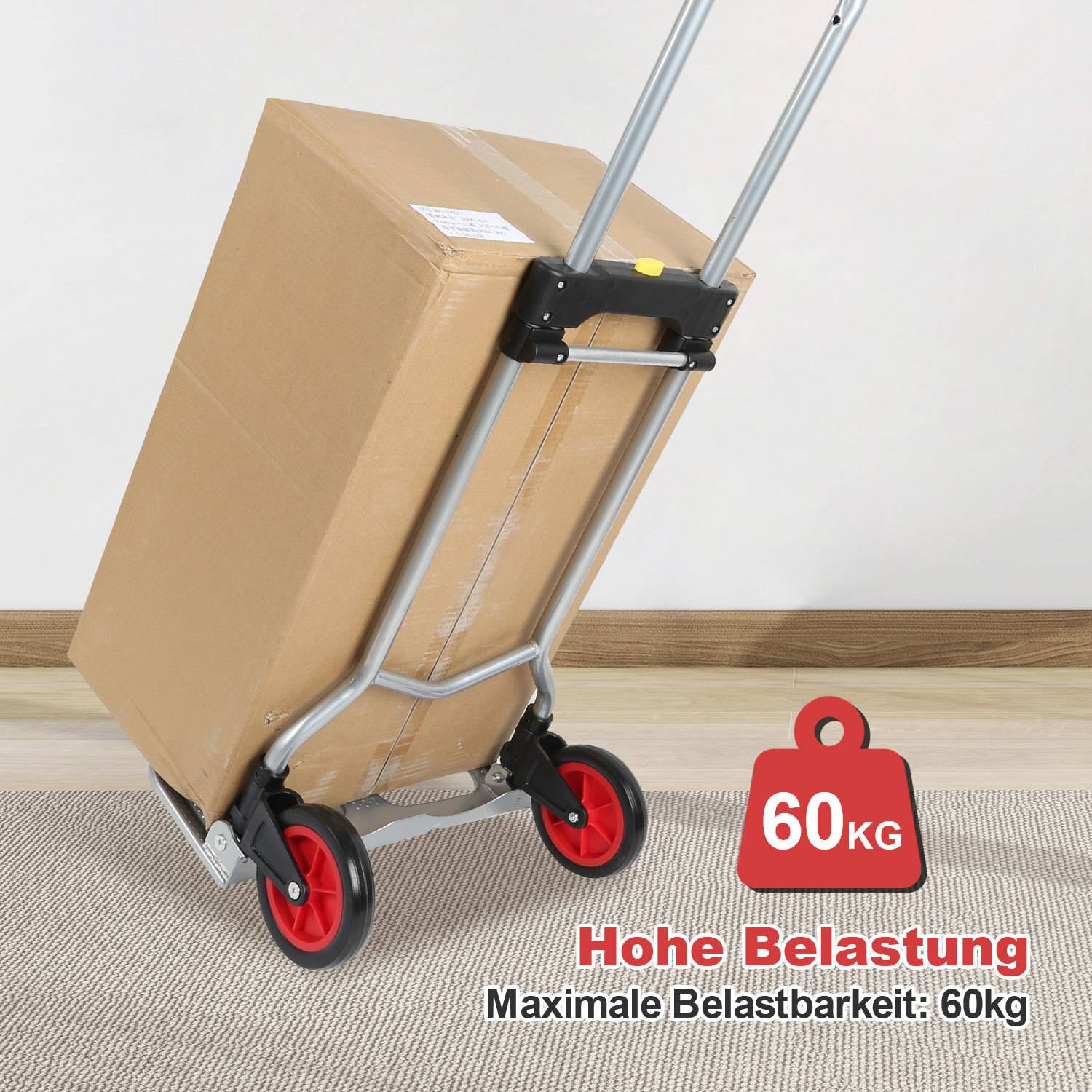 Sackkarre klappbare Transportkarre Handkarre Rucksack Trolley Gepäckwagen mit Höhenverstellbarer Griff belastbar bis 60 kg