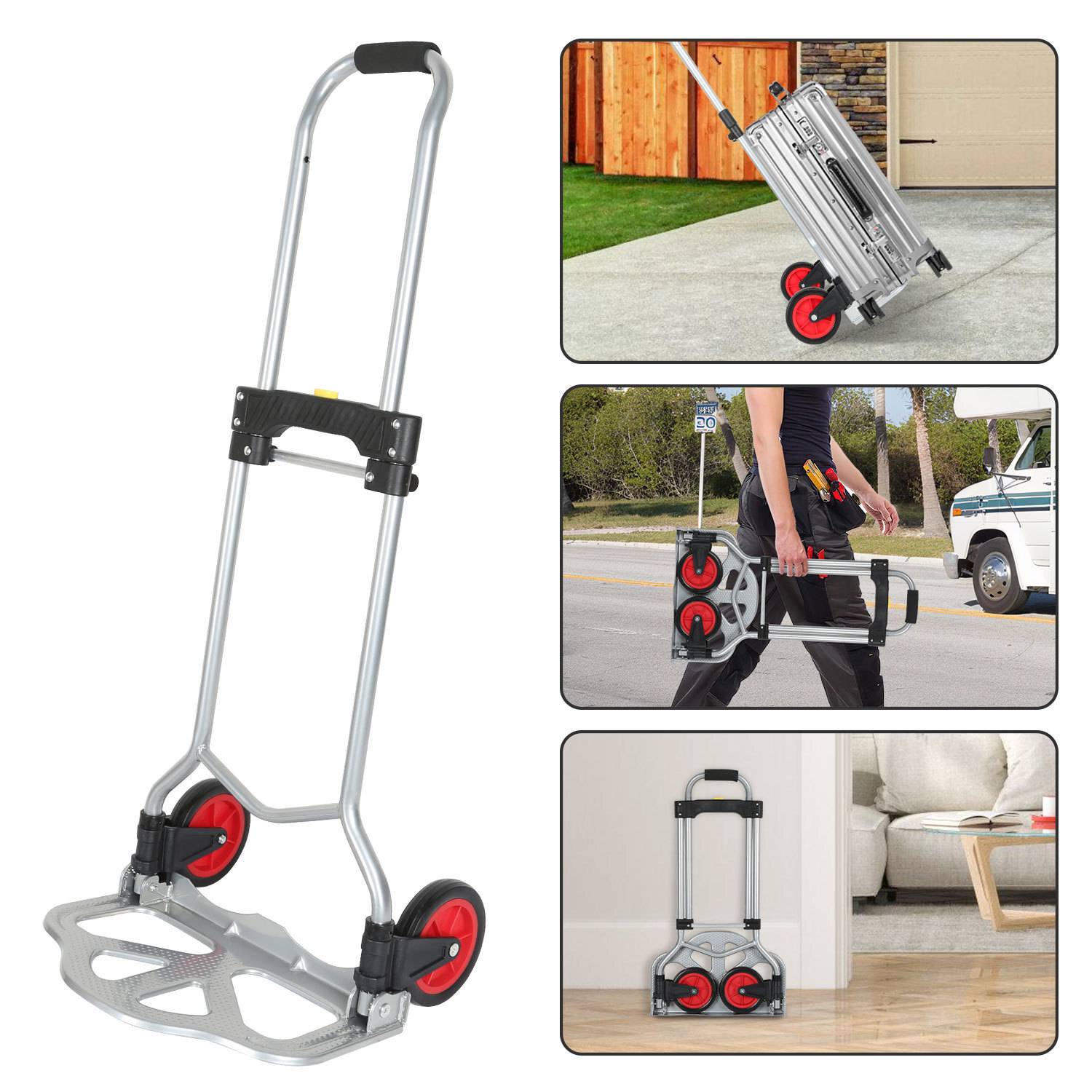 Sackkarre klappbare Transportkarre Handkarre Rucksack Trolley Gepäckwagen mit Höhenverstellbarer Griff belastbar bis 60 kg