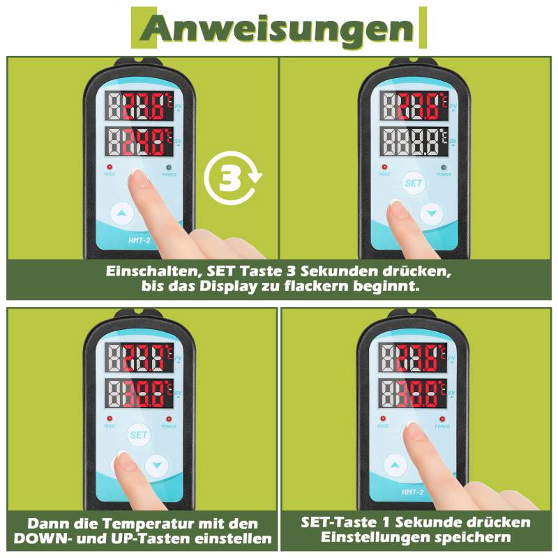 Gewächshausheizung 60W Mit 3000W Digitaltemperaturregler Elektrische Stabheizung für Gewächshäuser IP44 Stabheizung Weiß