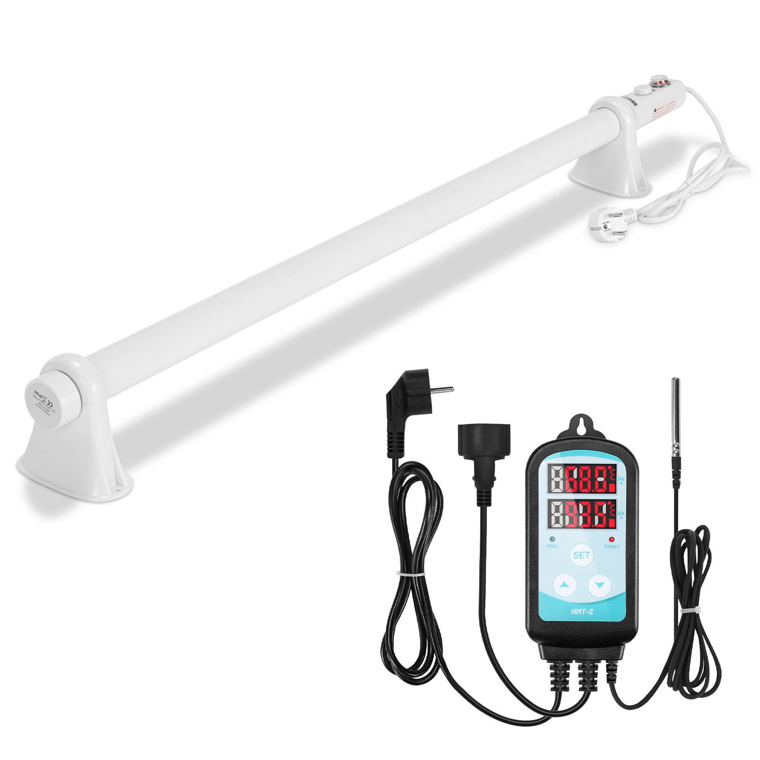 Gewächshausheizung 135W Mit 3000W Digitaltemperaturregler Elektrische Stabheizung für Gewächshäuser IP44 Stabheizung Weiß