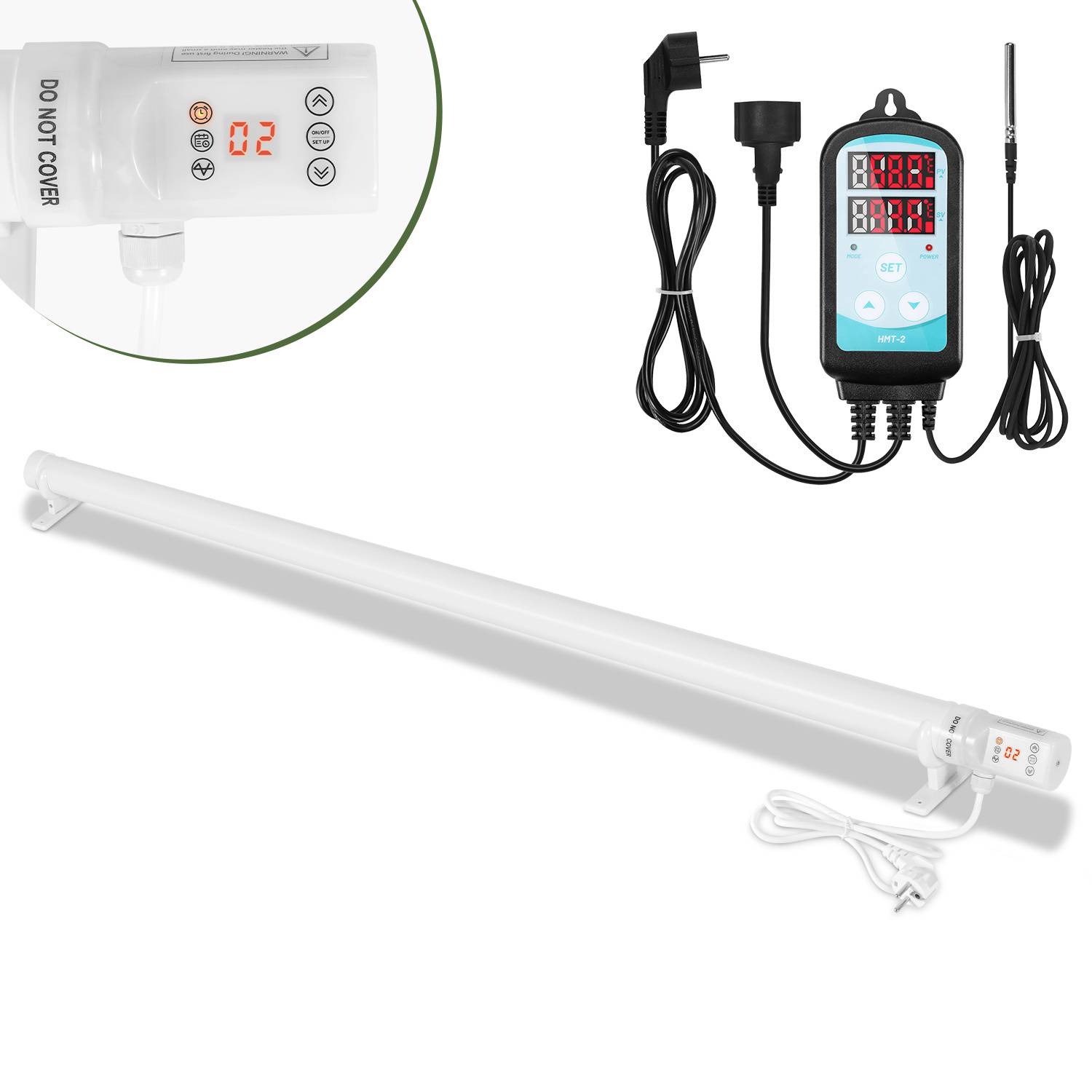 Gewächshausheizung 240W Mit 3000W Digitaltemperaturregler Elektrische Stabheizung für Gewächshäuser IP44 Stabheizung Weiß
