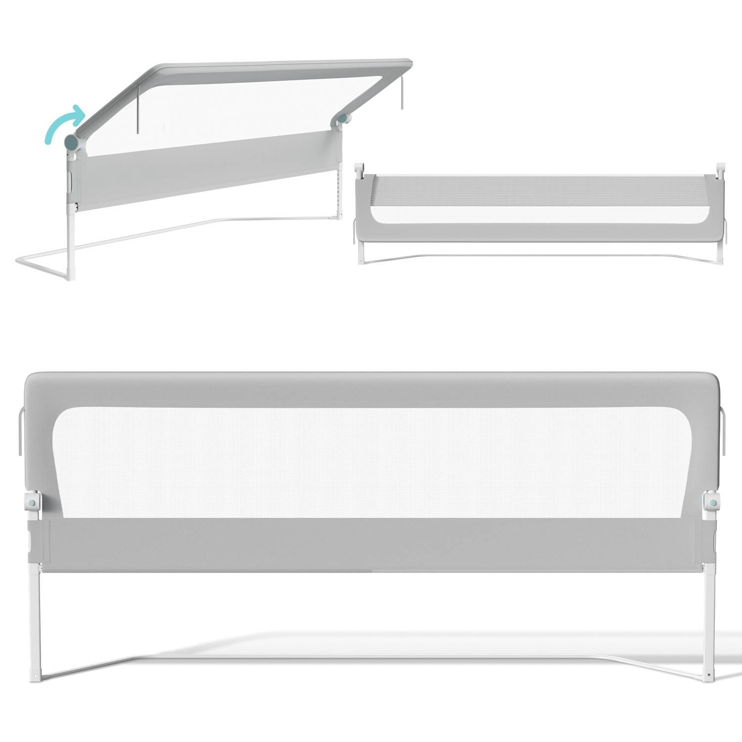 200cm Kinder Bettschutzgitter Bettgitter Kinderbettgitter Babybettgitter Klappbar Höhenverstellbar Rausfallschutz für Kinder & Elternbetten Bett