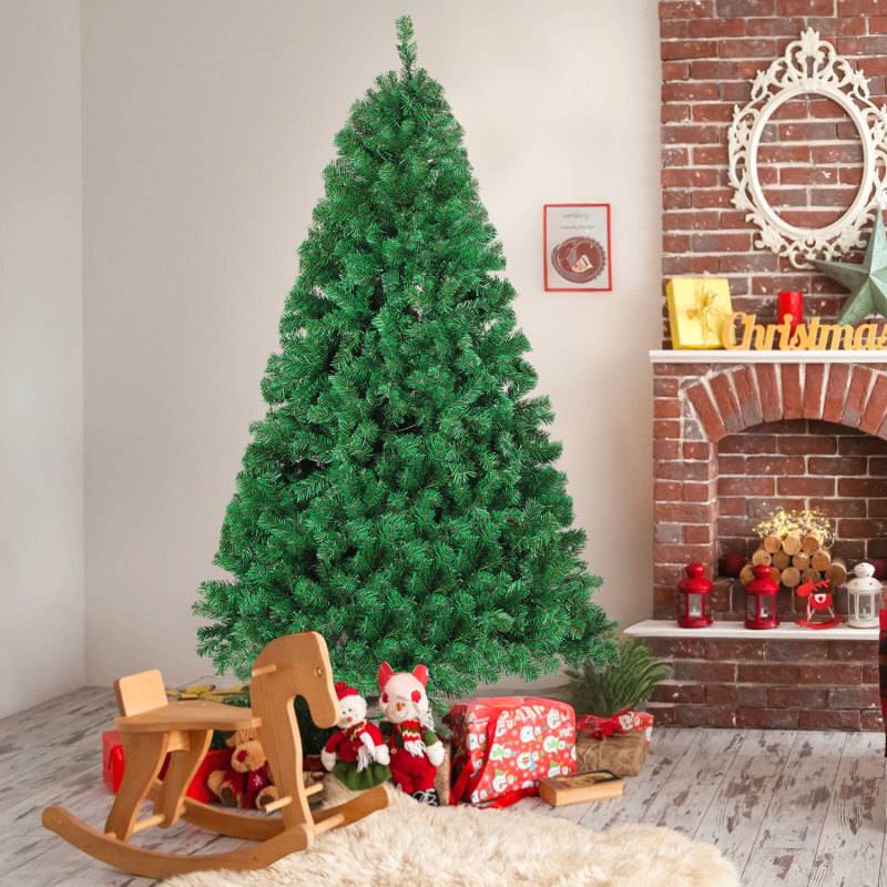 180cm Künstlicher Weihnachtsbaum Tannenbaum, PVC Nadeln Metallständer & Klappsystem Christbaum Grün