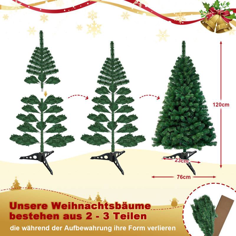120cm Künstlicher Weihnachtsbaum Tannenbaum mit 220 Spitzen PVC Nadeln ständer & Klappsystem Christbaum Grün