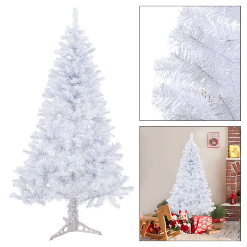 120cm Künstlicher Weihnachtsbaum Tannenbaum mit 220 Spitzen PVC Nadeln ständer & Klappsystem Christbaum weiß