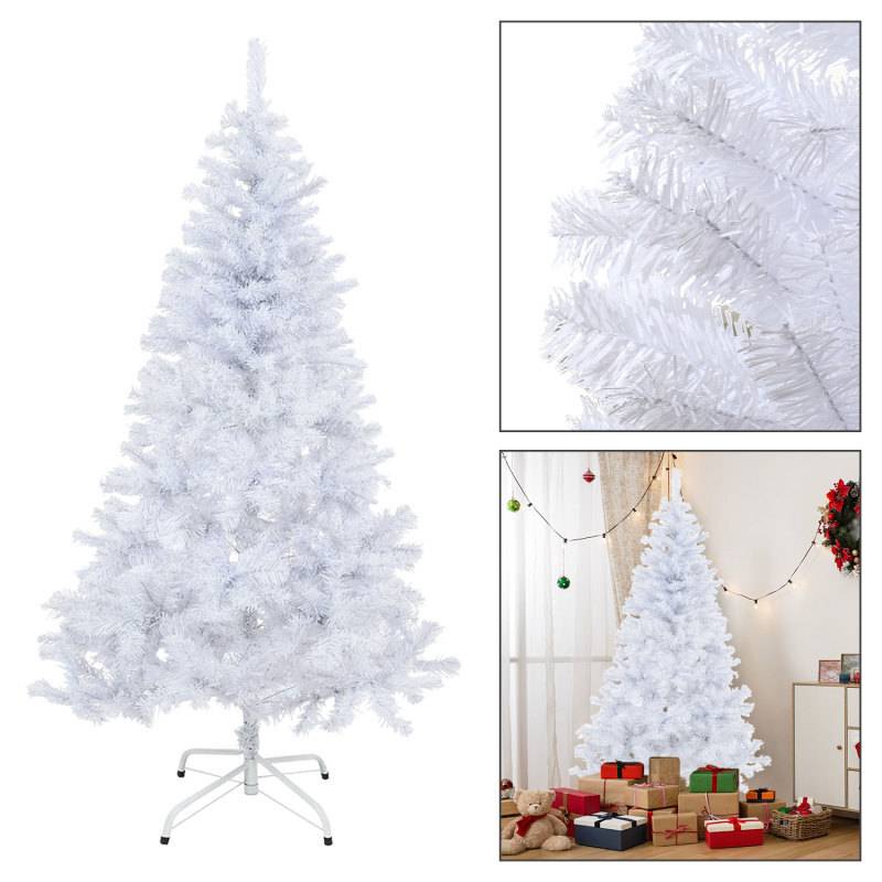 150cm Künstlicher Weihnachtsbaum Tannenbaum mit 488 Spitzen PVC Nadeln Metallständer & Klappsystem Christbaum weiß