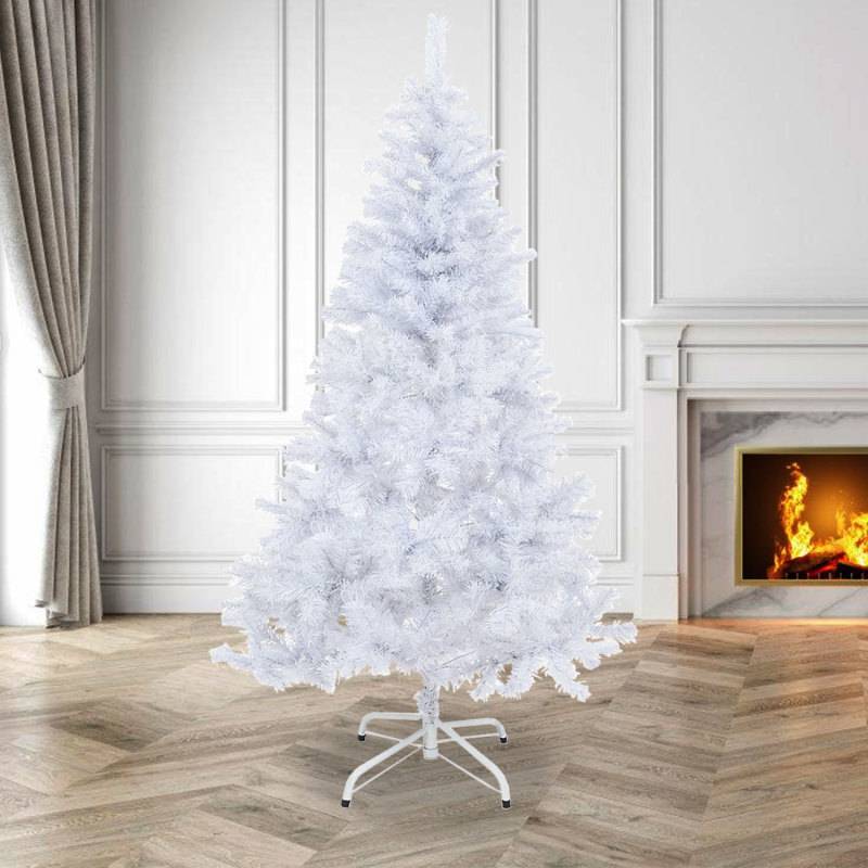180cm Künstlicher Weihnachtsbaum Tannenbaum mit 770 Spitzen PVC Nadeln Metallständer & Klappsystem Christbaum weiß
