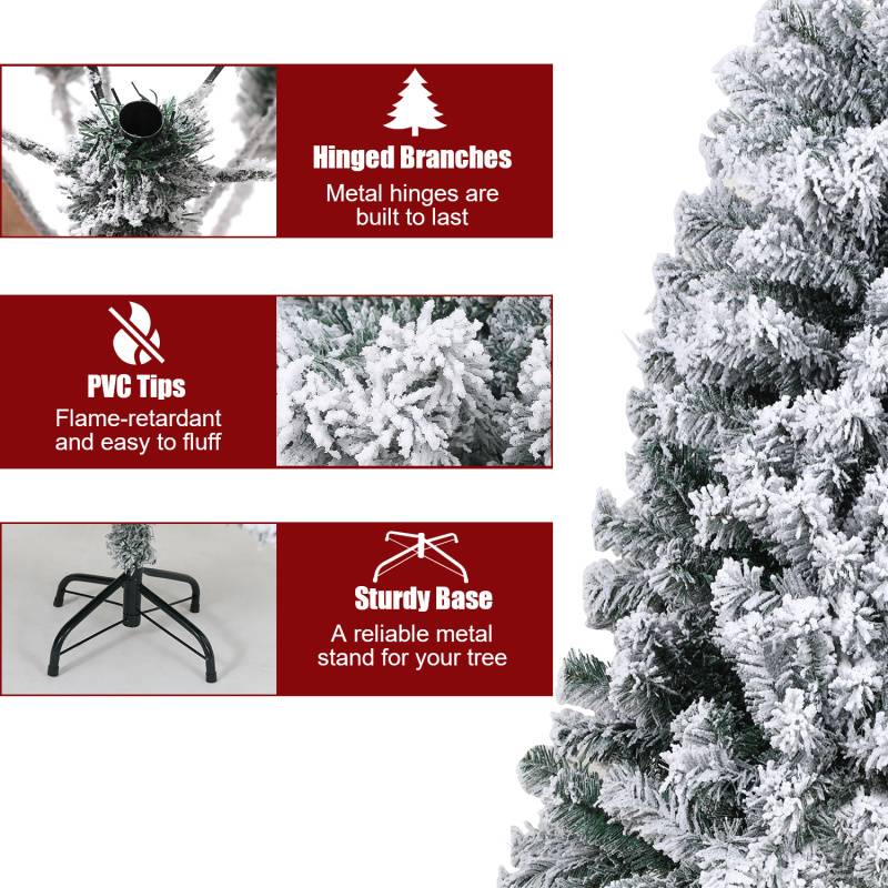 180cm Künstlicher Weihnachtsbaum mit Schnee inkl. 860 Spitzen PVC Nadeln, Metallständer, Tannenbaum, Christbaum