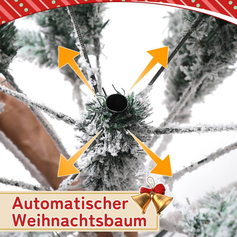 180cm Künstlicher Weihnachtsbaum mit Schnee inkl. 860 Spitzen PVC Nadeln, Metallständer, Tannenbaum, Christbaum
