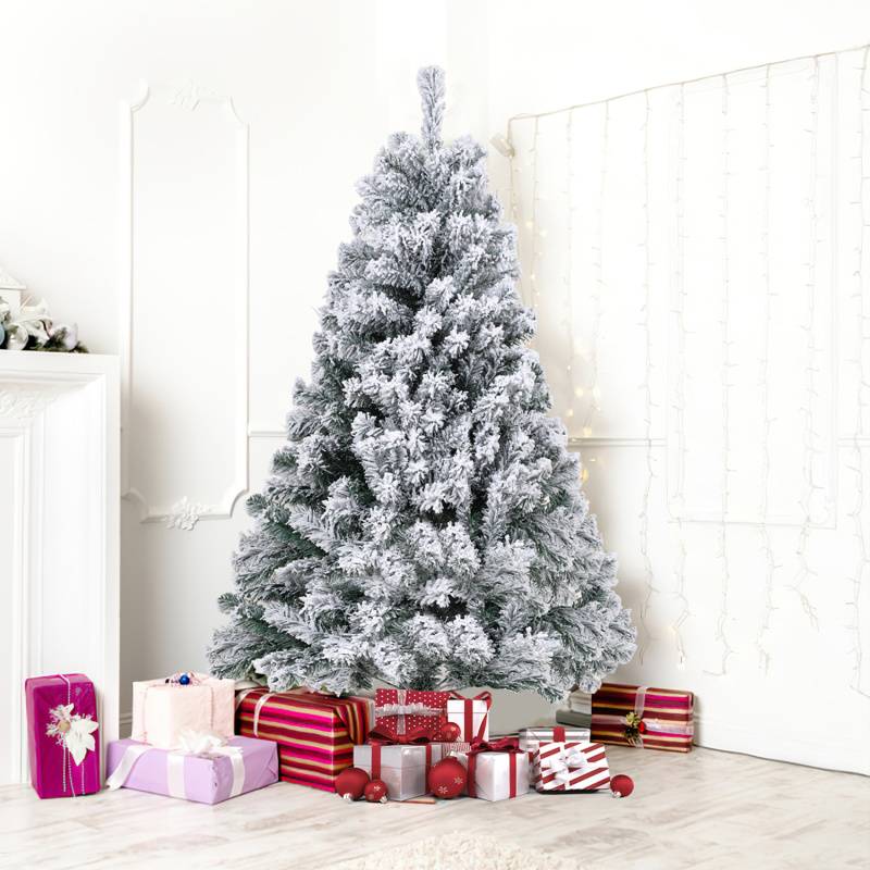 180cm Künstlicher Weihnachtsbaum mit Schnee inkl. 860 Spitzen PVC Nadeln, Metallständer, Tannenbaum, Christbaum
