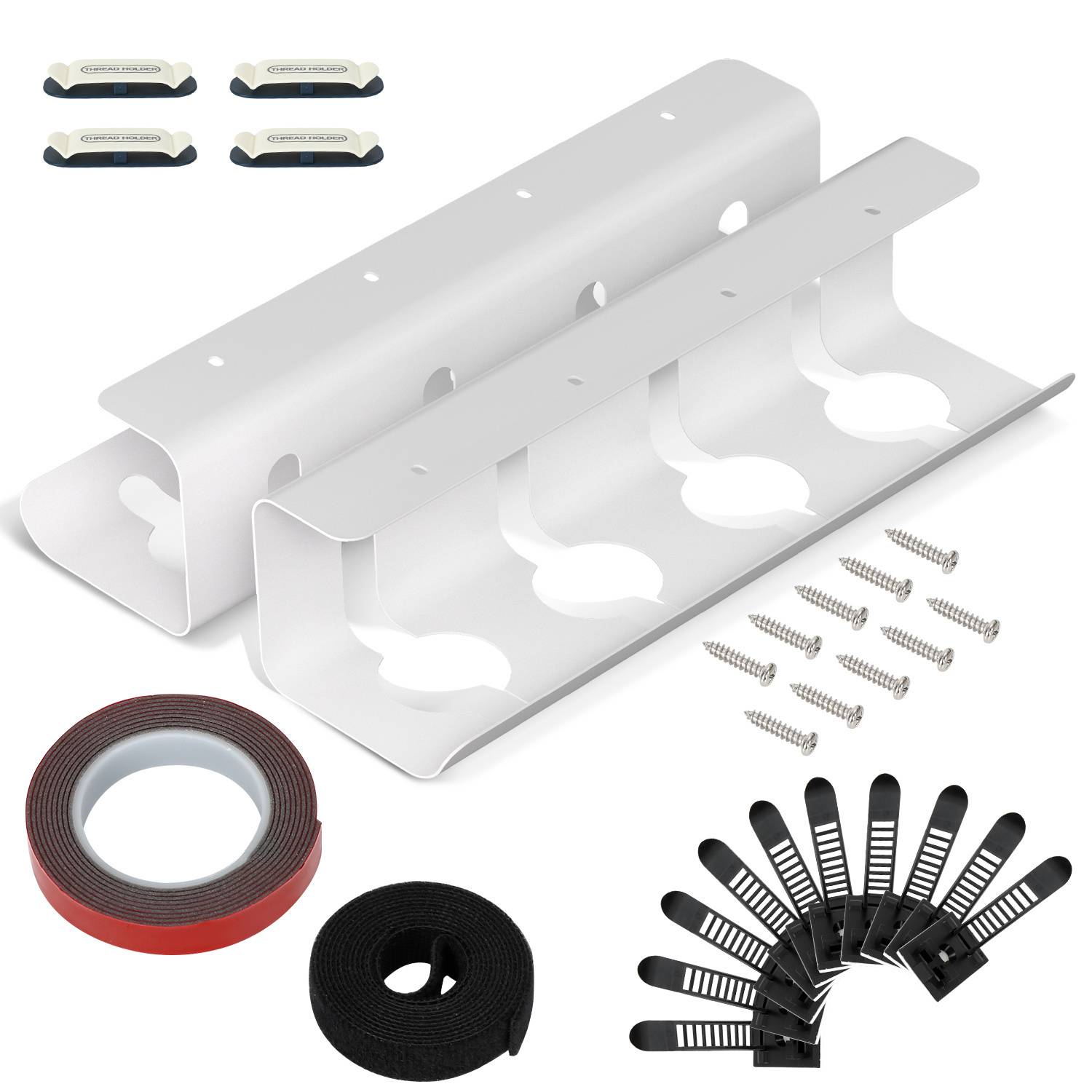 2er Set Kabelmanagement 5 KG Tragkraft Untertisch Organize Ohne Bohren Weiß