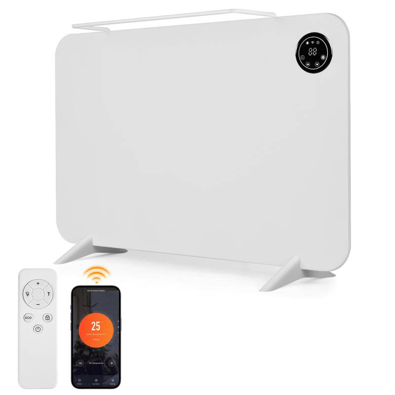 Infrarotheizung 450W - Stand/Wandmontage + Fernbedienung WiFi Smart App fähig, inkl. Fernbedienung und Steuerung auf der Rückseite Weiß