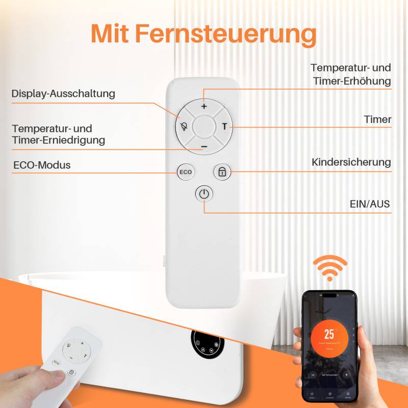 Handtuchtrockner Infrarotheizung 400W - Fernbedienung WiFi Smart App fähig, inkl. für Schlafzimmer, Wohnzimmer, Badezimmer usw.