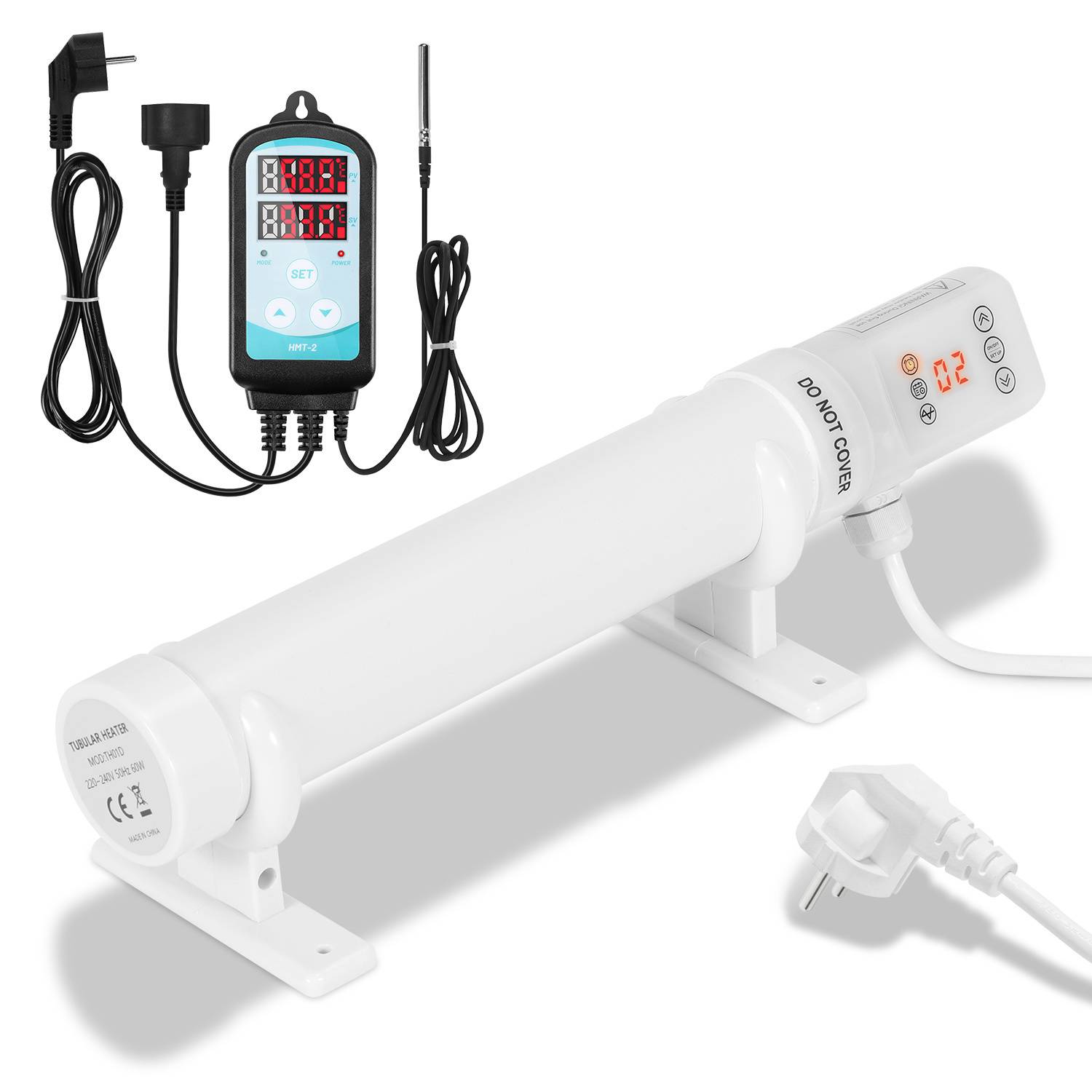 Gewächshausheizung 60W Mit 3000W Digitaltemperaturregler Elektrische Stabheizung für Gewächshäuser IP44 Stabheizung Weiß