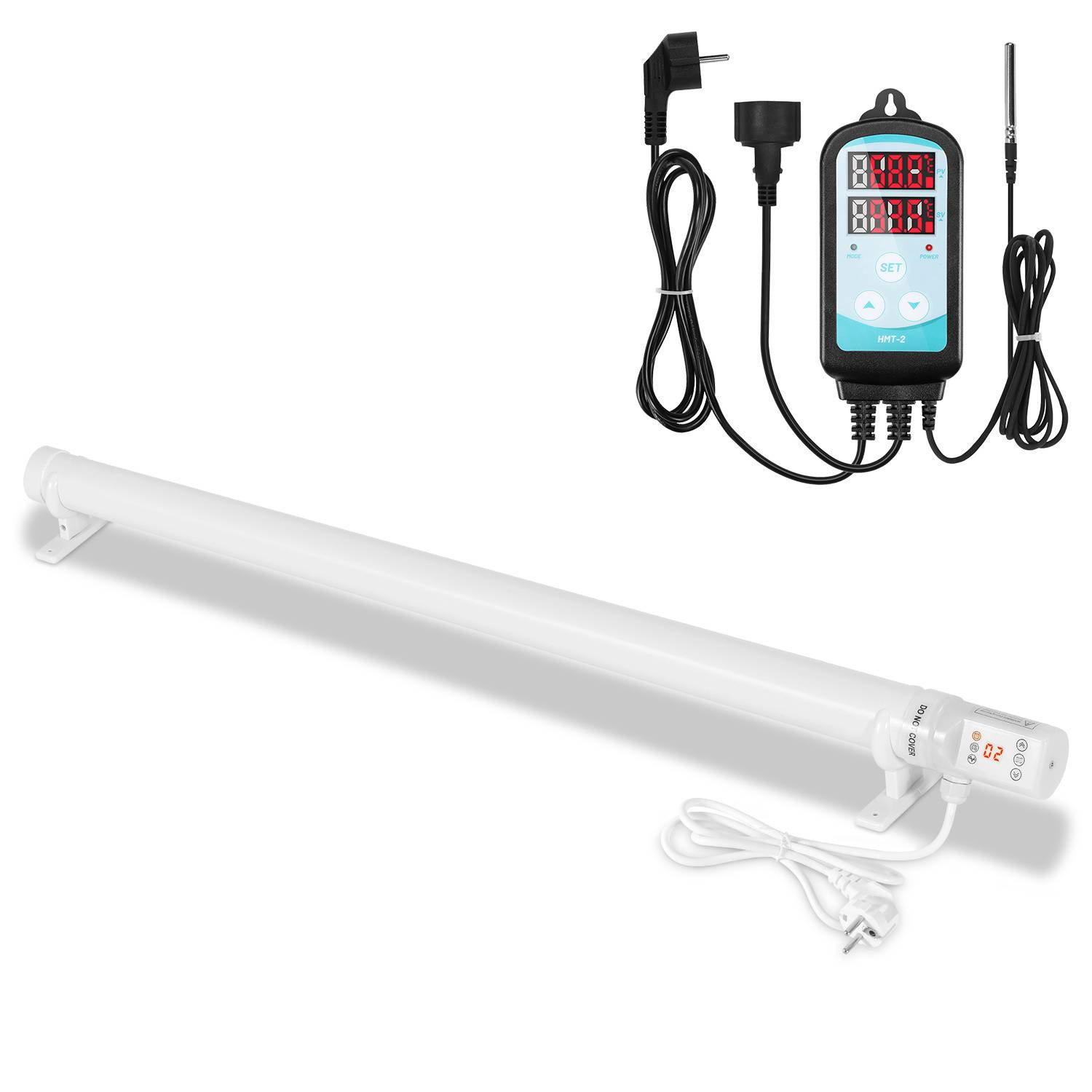 Gewächshausheizung 180W Mit 3000W Digitaltemperaturregler Elektrische Stabheizung für Gewächshäuser IP44 Stabheizung Weiß