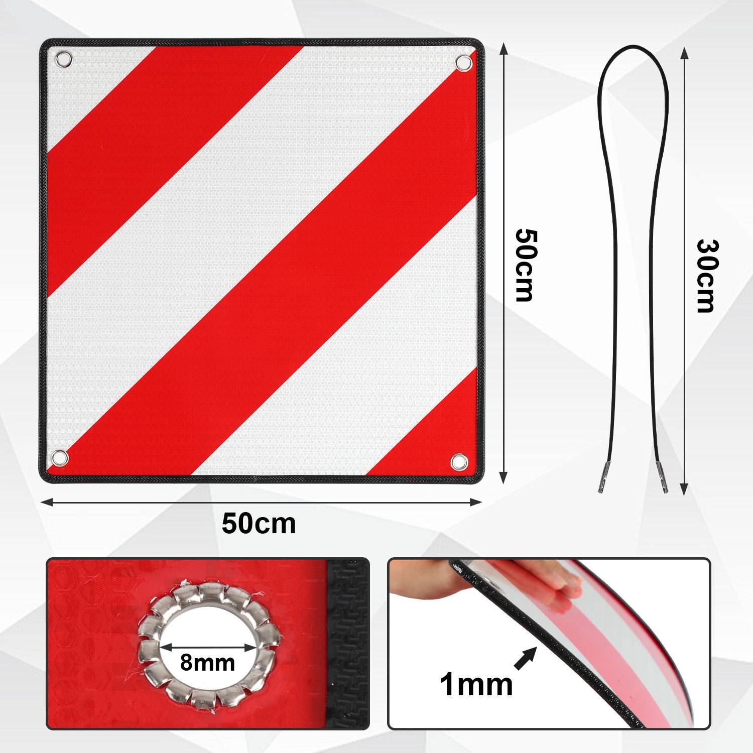 2in1 Warntafel Italien & Spanien 50x50 cm Alu Wendetafel mit Ösen - Reflektierendes Warnschild für Fahrradträger & Heckträger - Zulassung für üb
