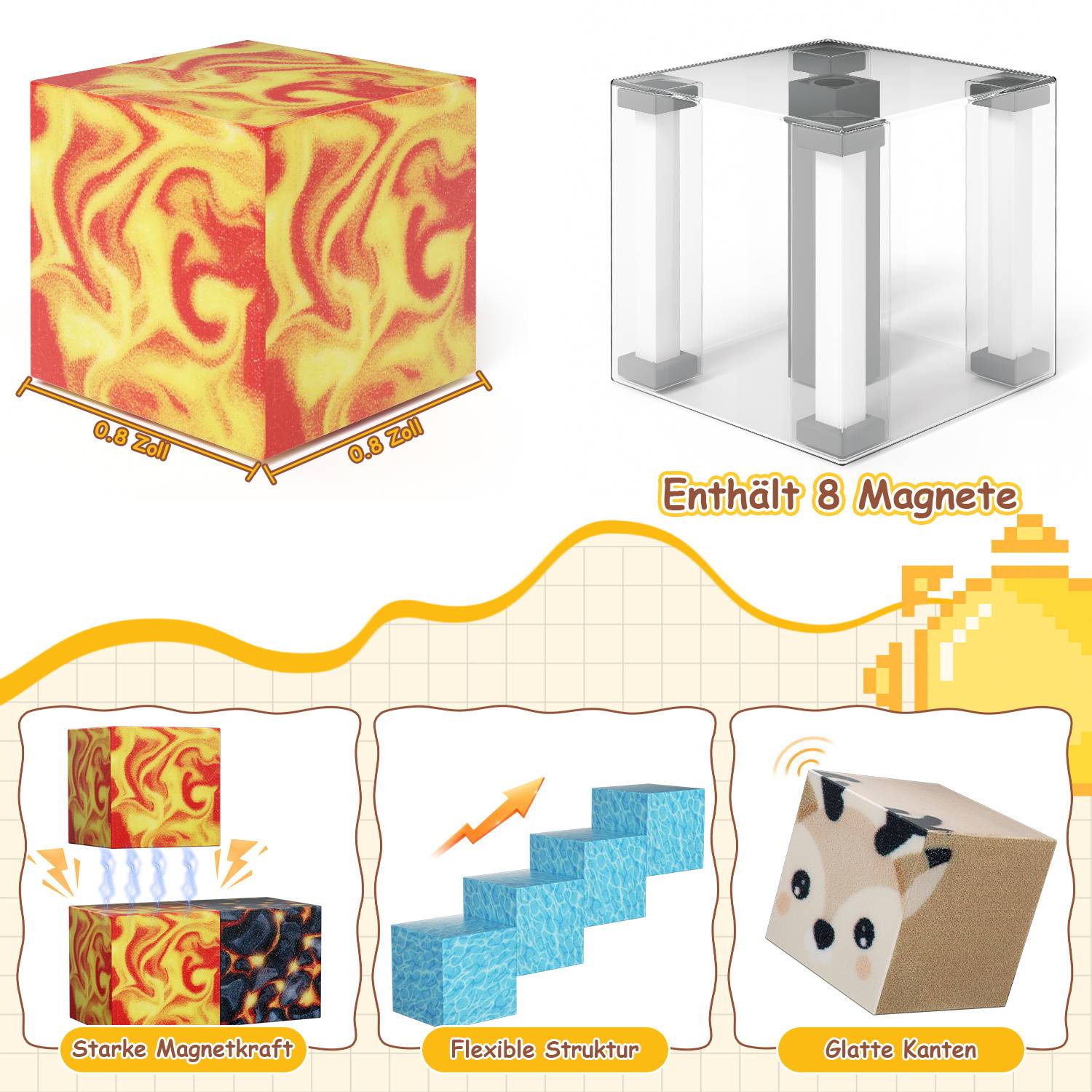 Magnetische Bausteine 220 Teile Magnetic Tiles Konstruktionsspielzeug Kreatives Lernspielzeug mit Starken Magneten