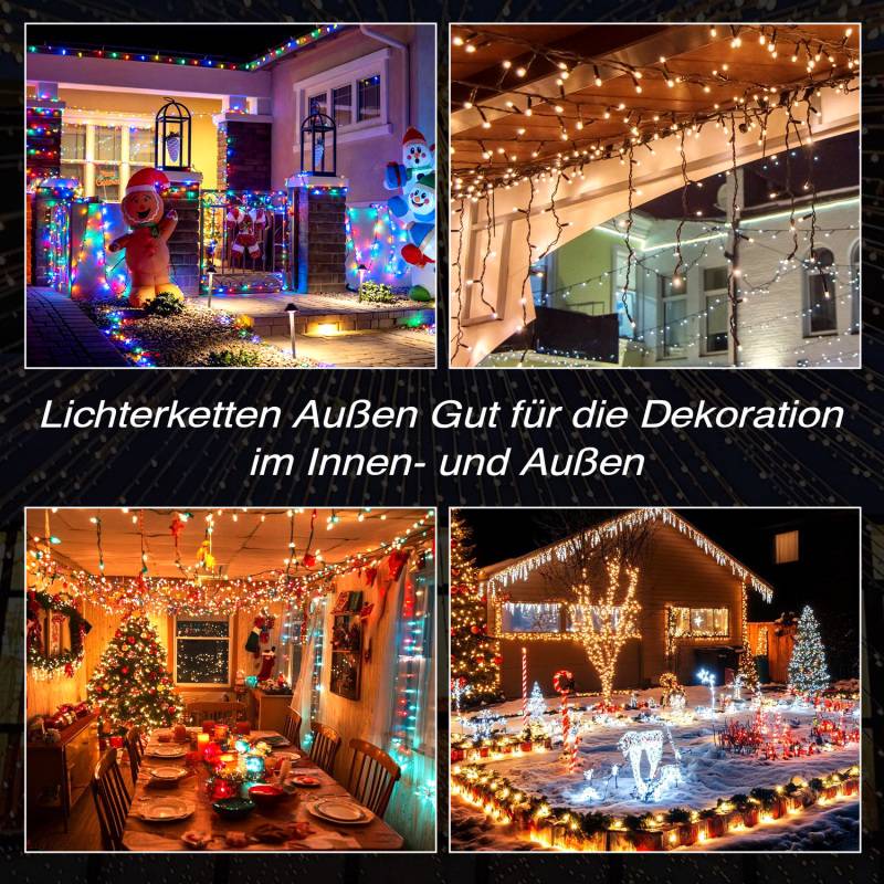LED Lichterkette 100m 500LED Lichterkette mit 8 modi Außenlichterkette für Innen Weihnachten Hochzeit Party Garten Deko Kaltweiß