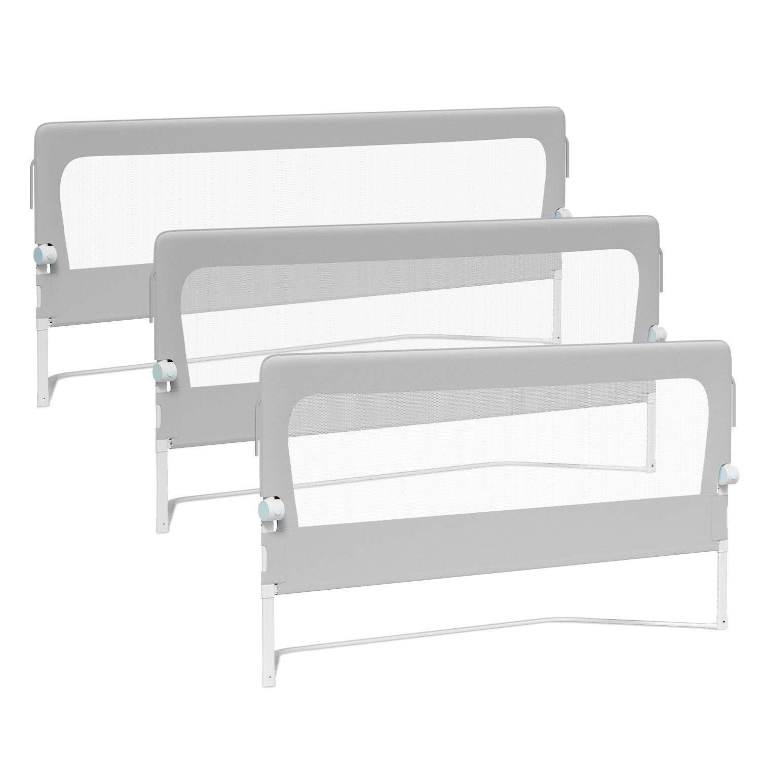 3x Kinder Bettschutzgitter Bettgitter Kinderbettgitter Babybettgitter Klappbar Höhenverstellbar Rausfallschutz für Familienbett und Kinderbett (2x20