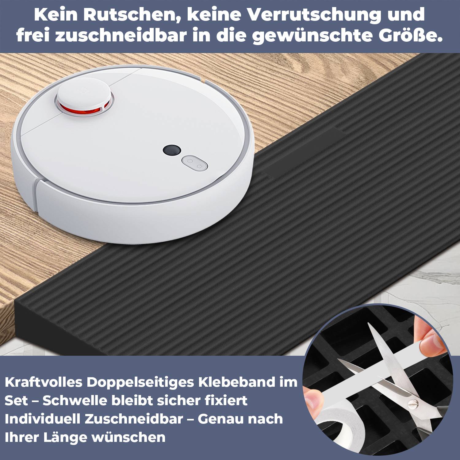 Türschwellenrampe Vollgummi, Auffahrrampe 90 x 20 x 3 cm, Rollstuhlrampe, rutschfest Schwellenrampe für Türöffnungen, Bordsteine, Stufen