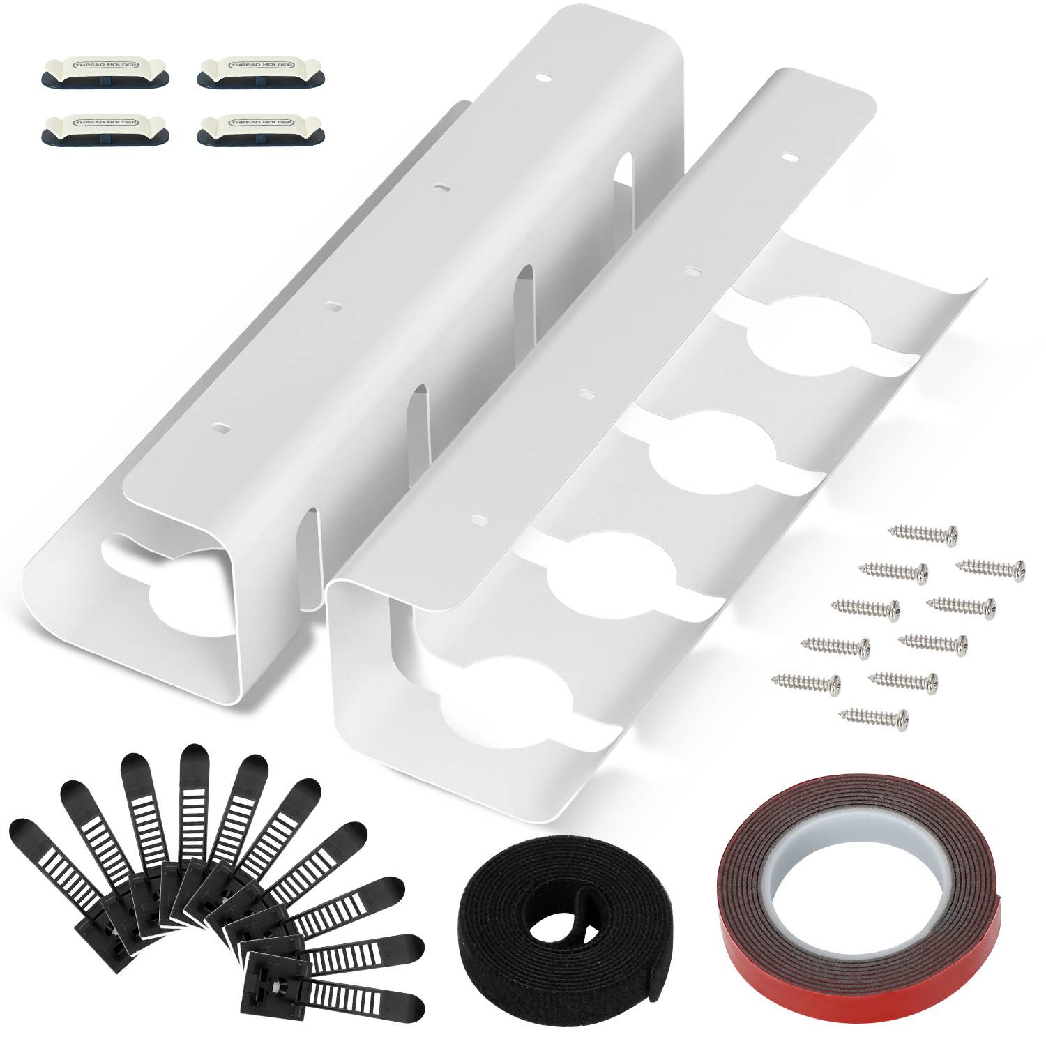 2er Set Kabelmanagement 5 KG Tragkraft Untertisch Organize Ohne Bohren Weiß