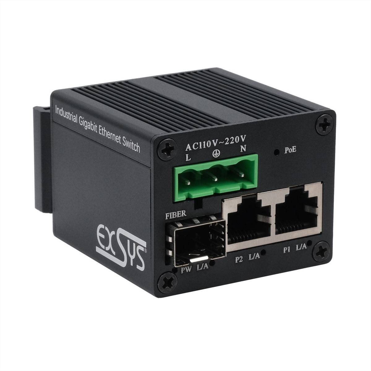 EXSYS EX-62010PoE-SFP Micro 2+1-Port PoE+Industrial Gigabit Switch