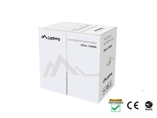 LANBERG Verlegekabel CAT.5E UTP 305m Kupfer Fluke schwarz Kabel Patchkabel RJ45 Cat.5e