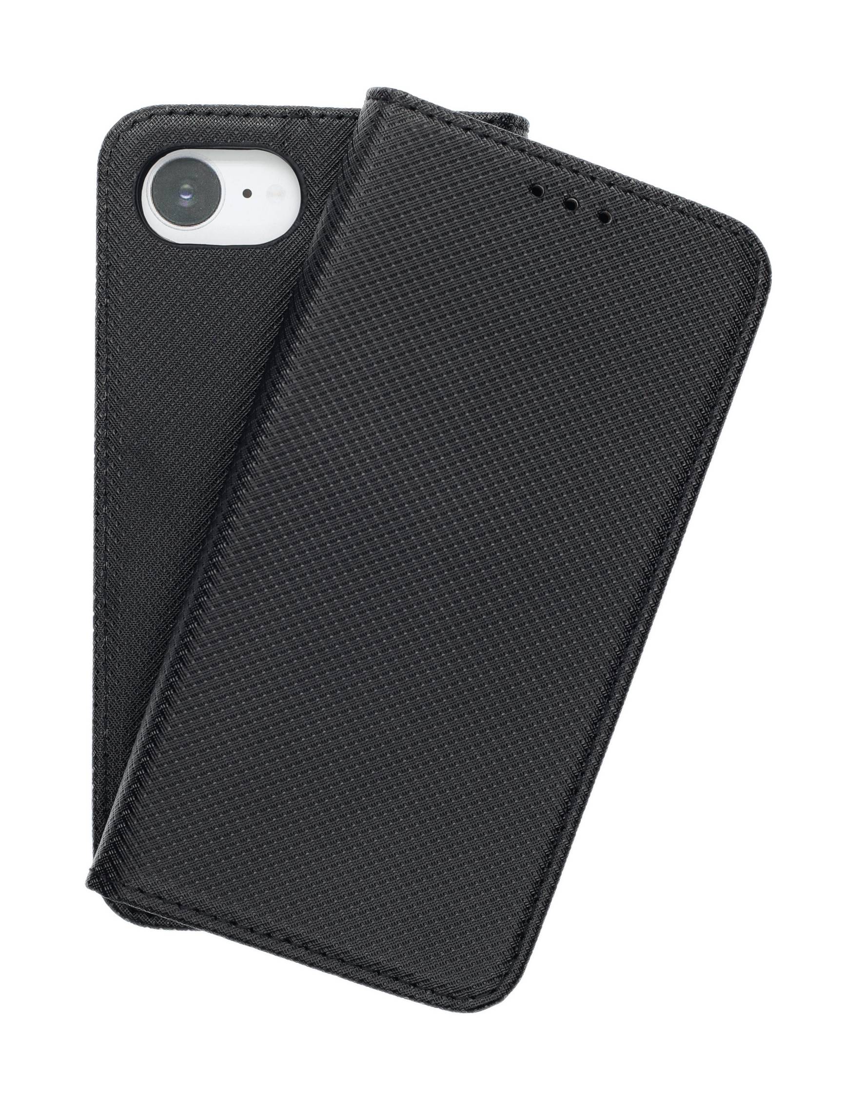 JAMCOVER Bookcase Texture Schwarz für Apple iPhone 16e, iPhone 17e